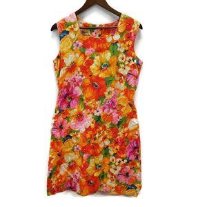 Channel 1 Bill Sims Womens Multicolor Floral Vintage Dress Size L Sleeveless